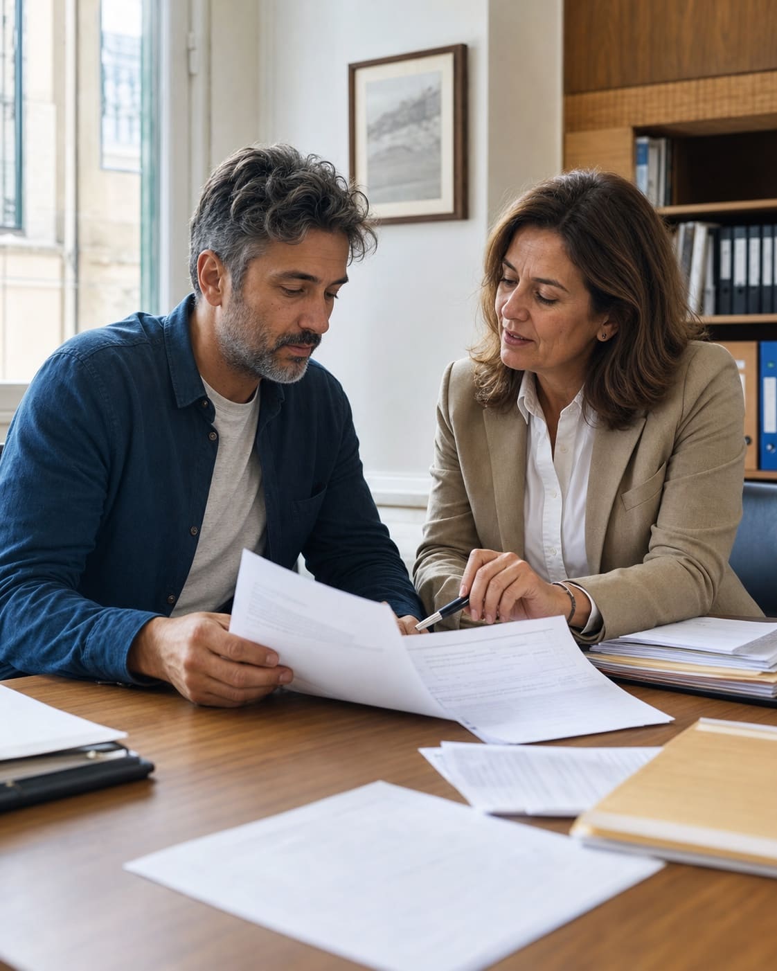 Client and Portuguese case specialist reviewing a delayed residence file