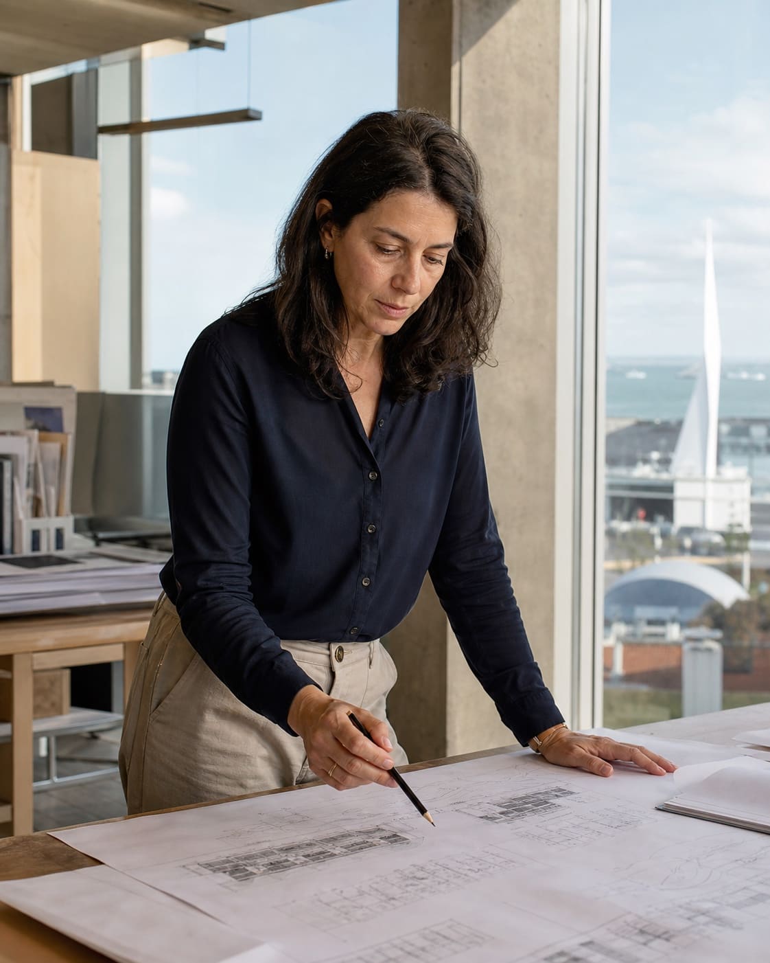 Senior professional working in a modern Lisbon office
