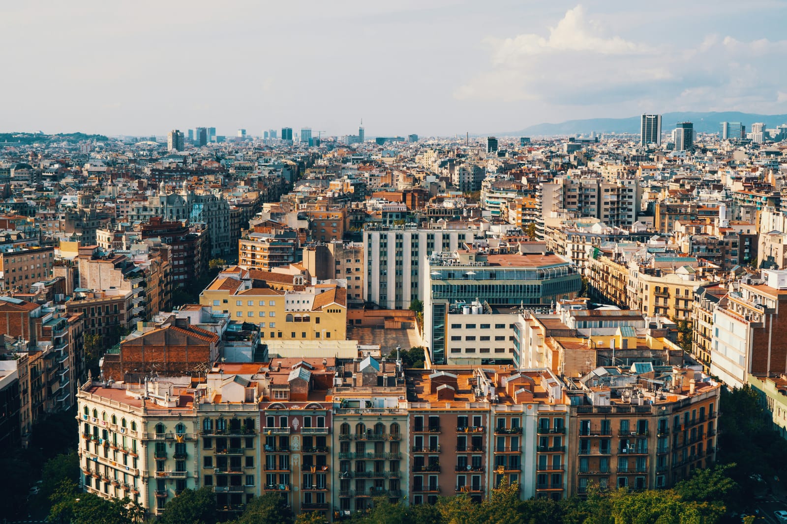 Barcelona rooftops from above